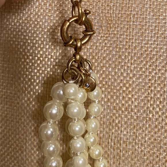 Vintage J Crew 5 Strand Twisted Hammock Necklace With Simulated Pearls. - Picture 5 of 7